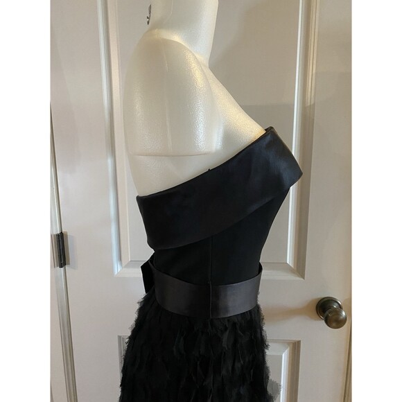 White House Black‎ Market Size 6 Strapless Chiffon Ruffled Bottom Black Dress - Picture 8 of 16